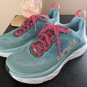 Hoka One One Bondi 6 Athletic Running Shoe Womens Size 8.5 F27218E Blue White